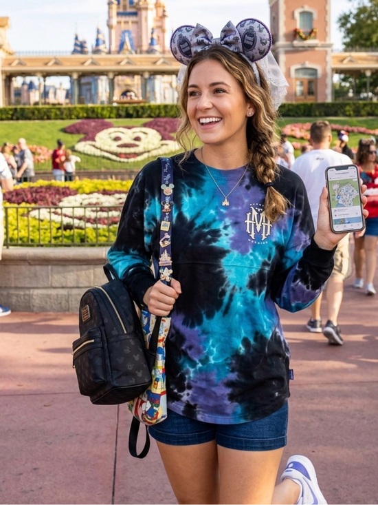 Disney Tops - Disney Haunted Mansion Tie-Dye Long Sleeve Shirt - Black, Blue & Purple Size XL